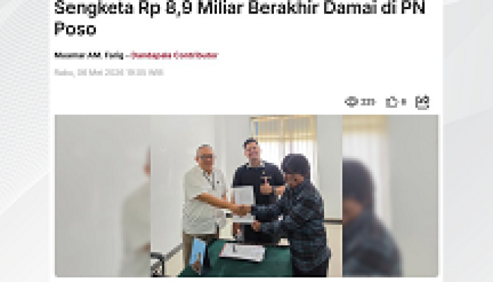 Sengketa Rp 8,9 Miliar Berakhir Damai di PN Poso